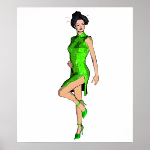 Poster Asiatisk Pin-Up Girl