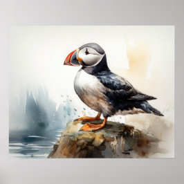 Poster Atlantisk Puffin Bird Art Print