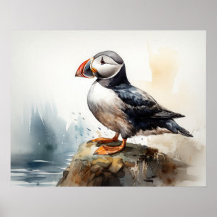 Poster Atlantisk Puffin Bird Art Print