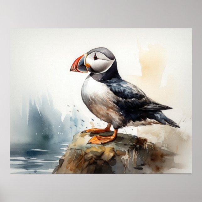 Poster Atlantisk Puffin Bird Art Print (Framsidan)