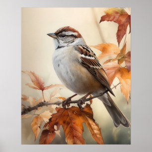 Poster att skriva ut Sparrow Bird Art