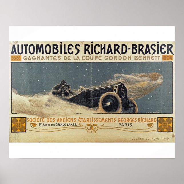 Poster att visa Automobiles Richard-Brasier-vinnar (Framsidan)