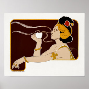 Poster att visa kvinnor som håller upp glas kaffe