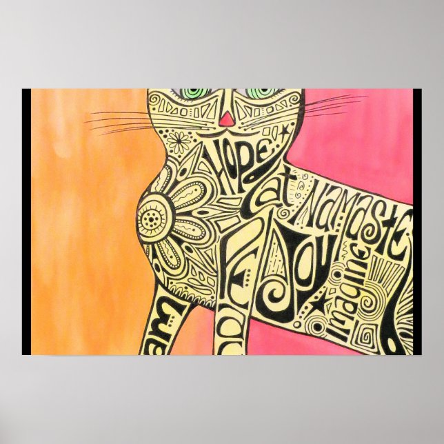Poster av abstrakt inspiration Cat (Framsidan)
