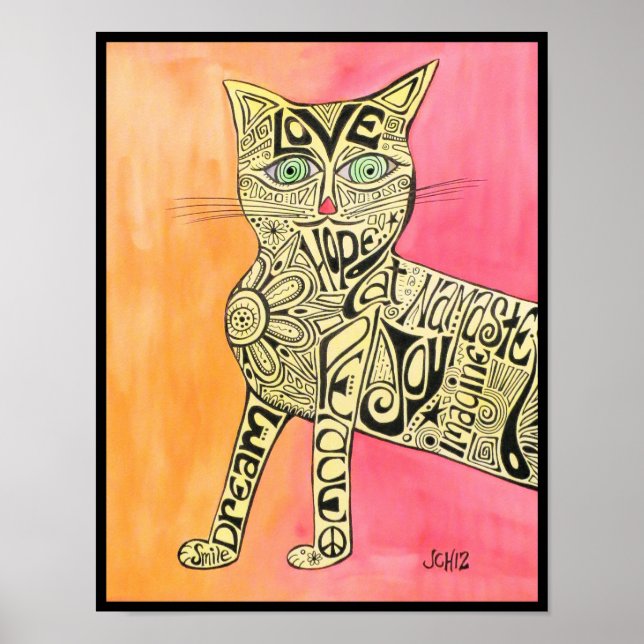 Poster av abstrakt inspiration Cat (Framsidan)