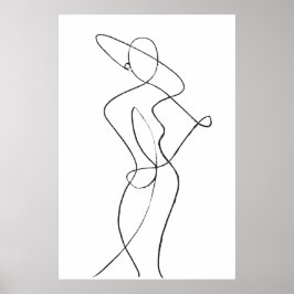 Poster av abstrakt Line Art Woman