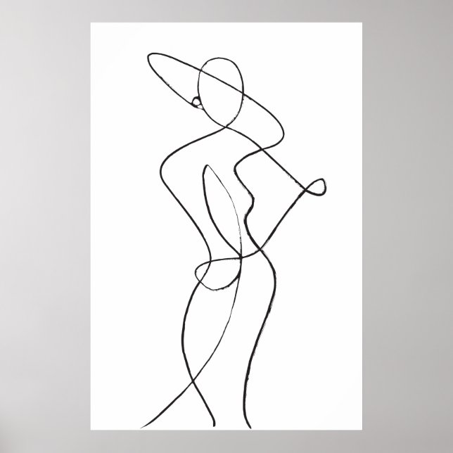 Poster av abstrakt Line Art Woman (Framsidan)