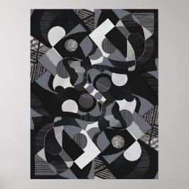 Poster av abstrakt, svartvit modern utskrift