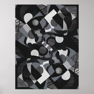 Poster av abstrakt, svartvit modern utskrift