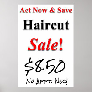 Poster av Act Now & Spara Haircut Sale Beauty Salo
