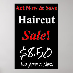 Poster av Act Now & Spara Haircut Sale Beauty Salo