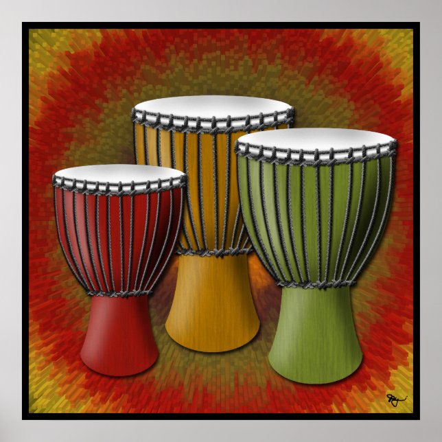 Poster av afrikansk Djembe Drum (Framsidan)