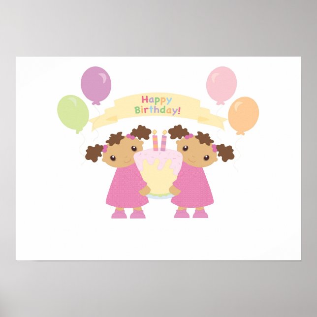Poster av afrikansk Twin Birthday (Framsidan)