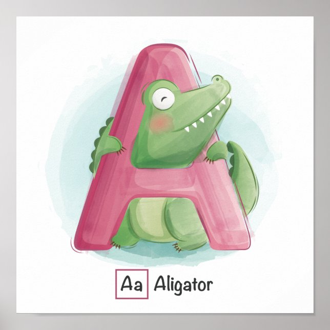 Poster av akut alfabet från djur (Framsidan)