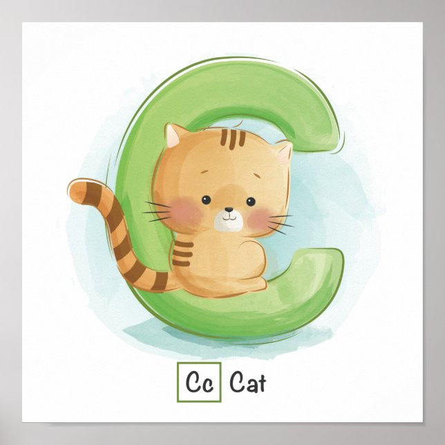 Poster av akut alfabet från djur (Framsidan)