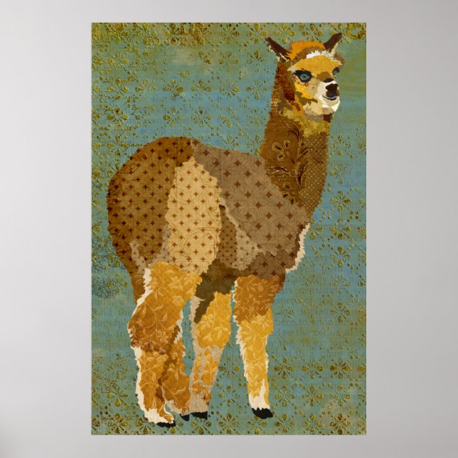 Poster av Alpaca Art i guld (Framsidan)