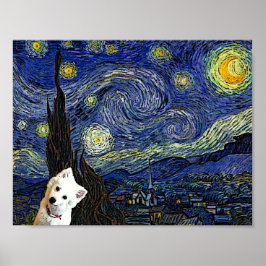 Poster av American Eskimo Starry Night Van Gogh