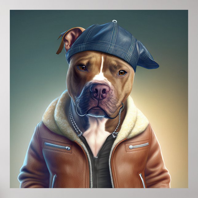 Poster av amerikanska StaffordTerrier Hipster (Framsidan)