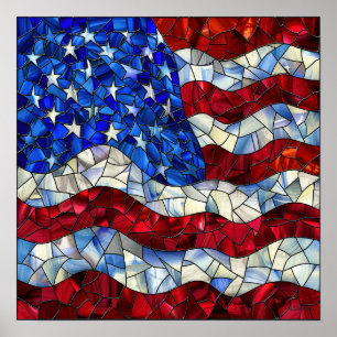 Poster av amerikanskt Flagga Stached Glass