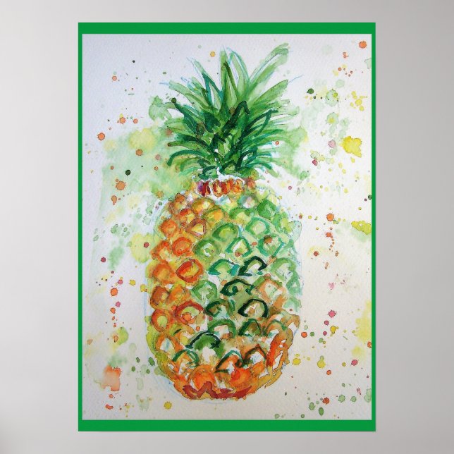 Poster av ananas frukt, livsmedelstropiska konst (Framsidan)