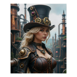 Poster av ångpunk top hat-krigare perfect poster