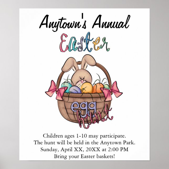 Poster av annonsering om påskägg Hunt annons  (Framsidan)