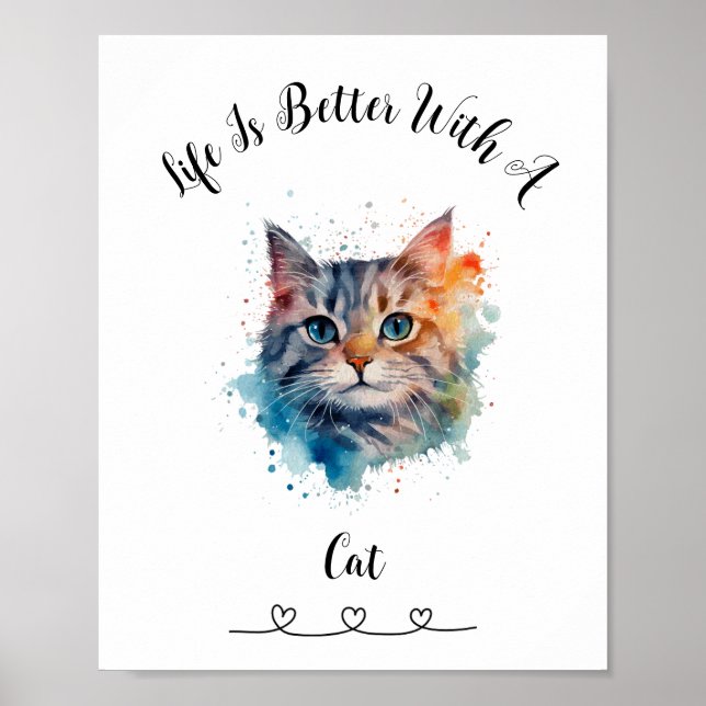 Poster av anpassningsbar Cat Tabby Wall Art (Framsidan)