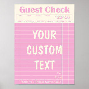 Poster av anpassningsbar Guest Check Kitchen Wall