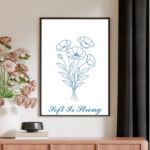 Poster av anpassningsbar Text Blue Poppy Botanical