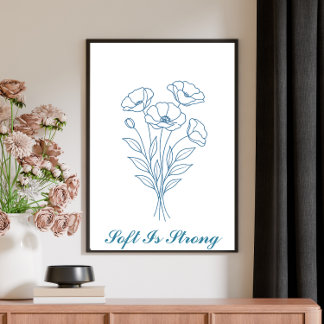 Poster av anpassningsbar Text Blue Poppy Botanical