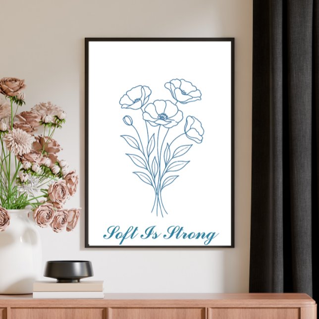 Poster av anpassningsbar Text Blue Poppy Botanical (Skapare uppladdad)