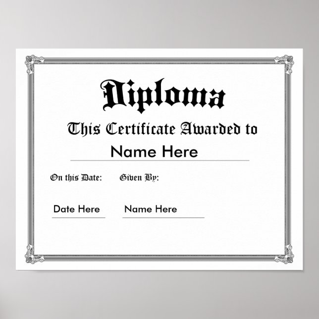 Poster av anpassningsbar tryckt diplomat (Framsidan)