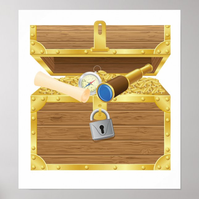 Poster av antik Treasure Chest (Framsidan)