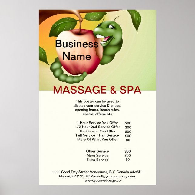 Poster av Apple Spa-massage Beauty Salon (Framsidan)