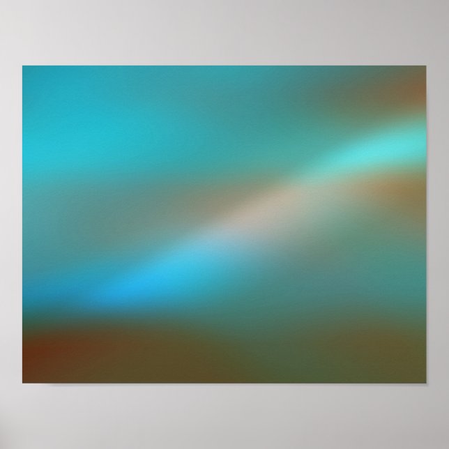 Poster av Aqua Blue & Brown Glow #1 Abstrakt Art (Framsidan)