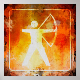 Poster av Archery Ahead Highway Road Sign Grunge