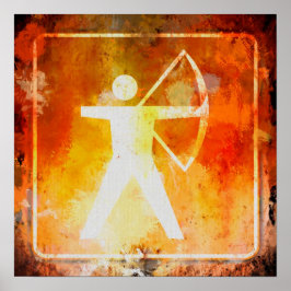 Poster av Archery Ahead Highway Road Sign Grunge