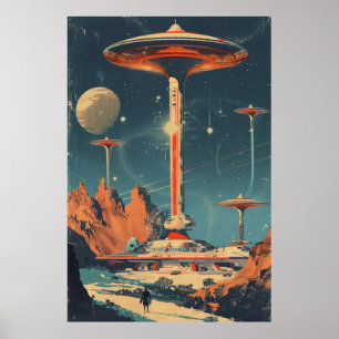 Poster av återgång till futuristiskans rumsålder