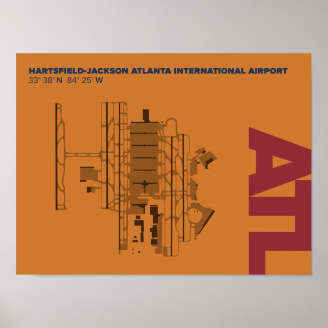 Poster av atlantiska flygplats (ATL) Diagram (Framsidan)