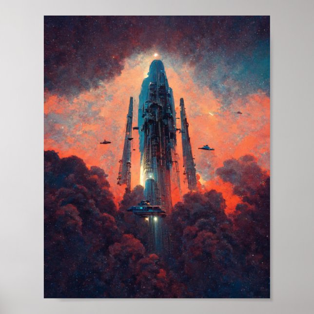 Poster av avlyssning av LIFTOFF-SCI-Fi Art (Framsidan)