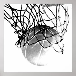 Poster av B&W-basket Boll och nätutskrift