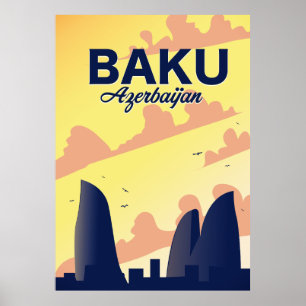 Poster av Baku Azerbajdzjan Flame Torn Vacation