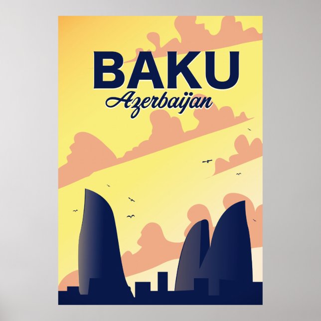 Poster av Baku Azerbajdzjan Flame Torn Vacation  (Framsidan)