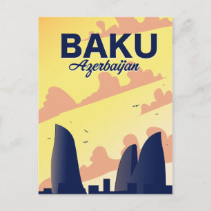 Poster av Baku Azerbajdzjan Flame Torn Vacation Vykort