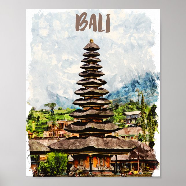 Poster av Bali Indonesia Ulun Danu Beratan Temple (Framsidan)