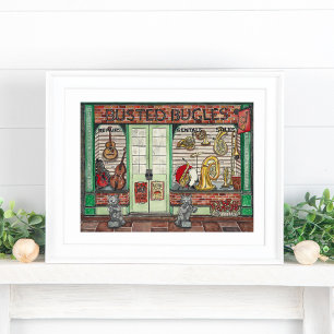 Poster av bandmusikbutikens vattenfärg