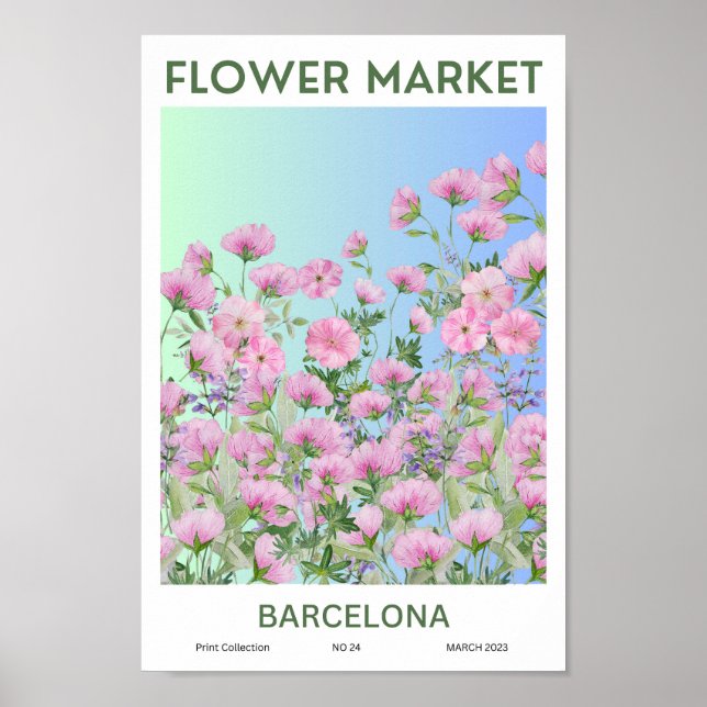 Poster av Barcelonafärgad blomstermarknad (Framsidan)
