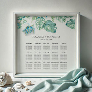 Poster av Beach Wedding SEATING CHART Sea Turtle