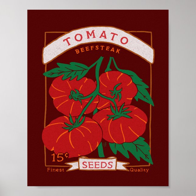 Poster av Beefsteak Tomato Seed Packet (fet Red) (Framsidan)