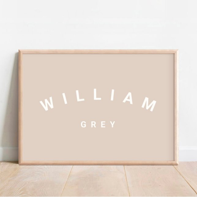 Poster av Beige Minimalist Namn Nursery Decor (Skapare uppladdad)